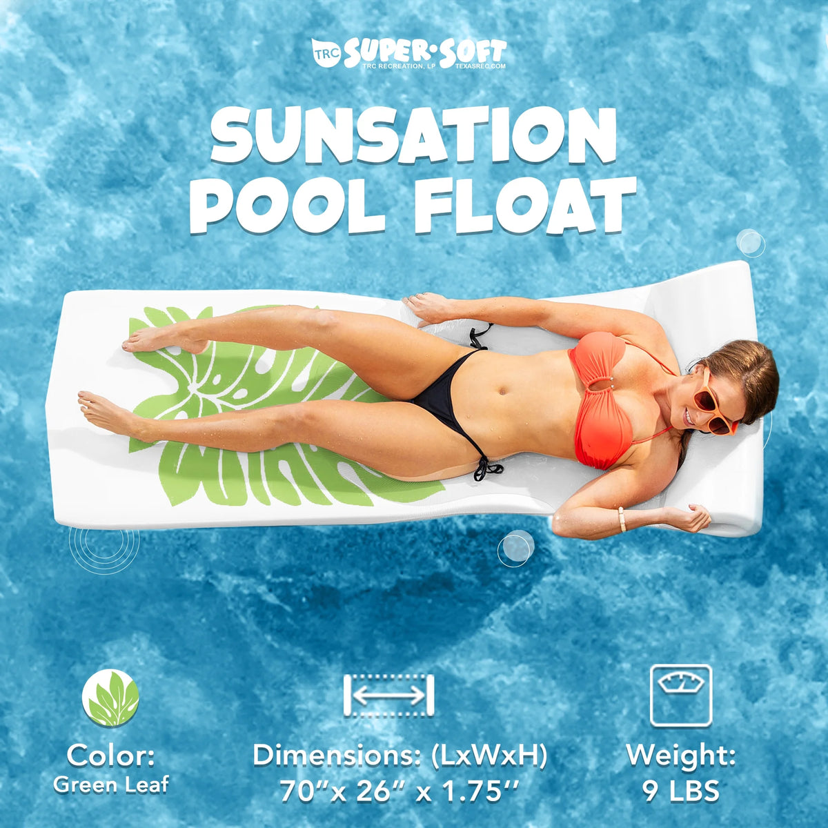 TRC Recreation Sunsation 1.75" Thick Foam Swimming Pool Lounge Float, Navy - Product image 48