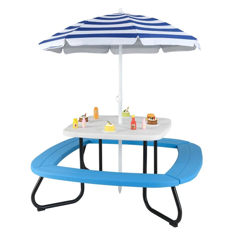 8-Person Kids Picnic Table Bench Set with Removable & Foldable Umbrella - Product image 22
