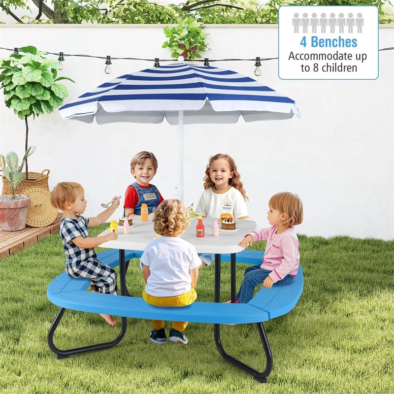 8-Person Kids Picnic Table Bench Set with Removable & Foldable Umbrella - Product image 21