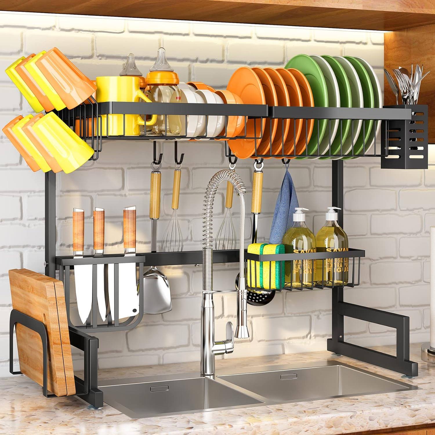 SNTD Over The Sink Dish Drying Rack, Adjustable (26.8" to 34.6") Large Dish Drying Rack for Kitchen Counter - Product image 1