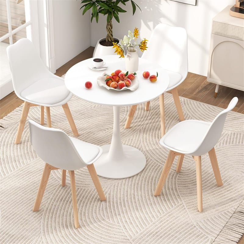 Modern 5-Piece Round Dining Table Set for 4, 32" Kitchen Table with 4 Chairs & Solid Wood Legs - Product image 22