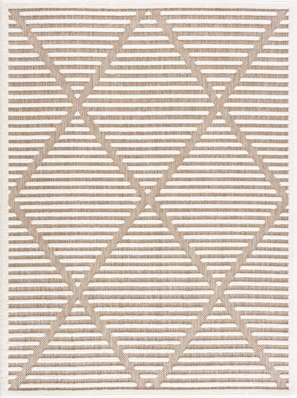 Hauteloom Anah Living Room, Bedroom Patio Outdoor Area Rug - Beige, White, Brown - 6'7 inch x 9', Size: 6'7 x 9'