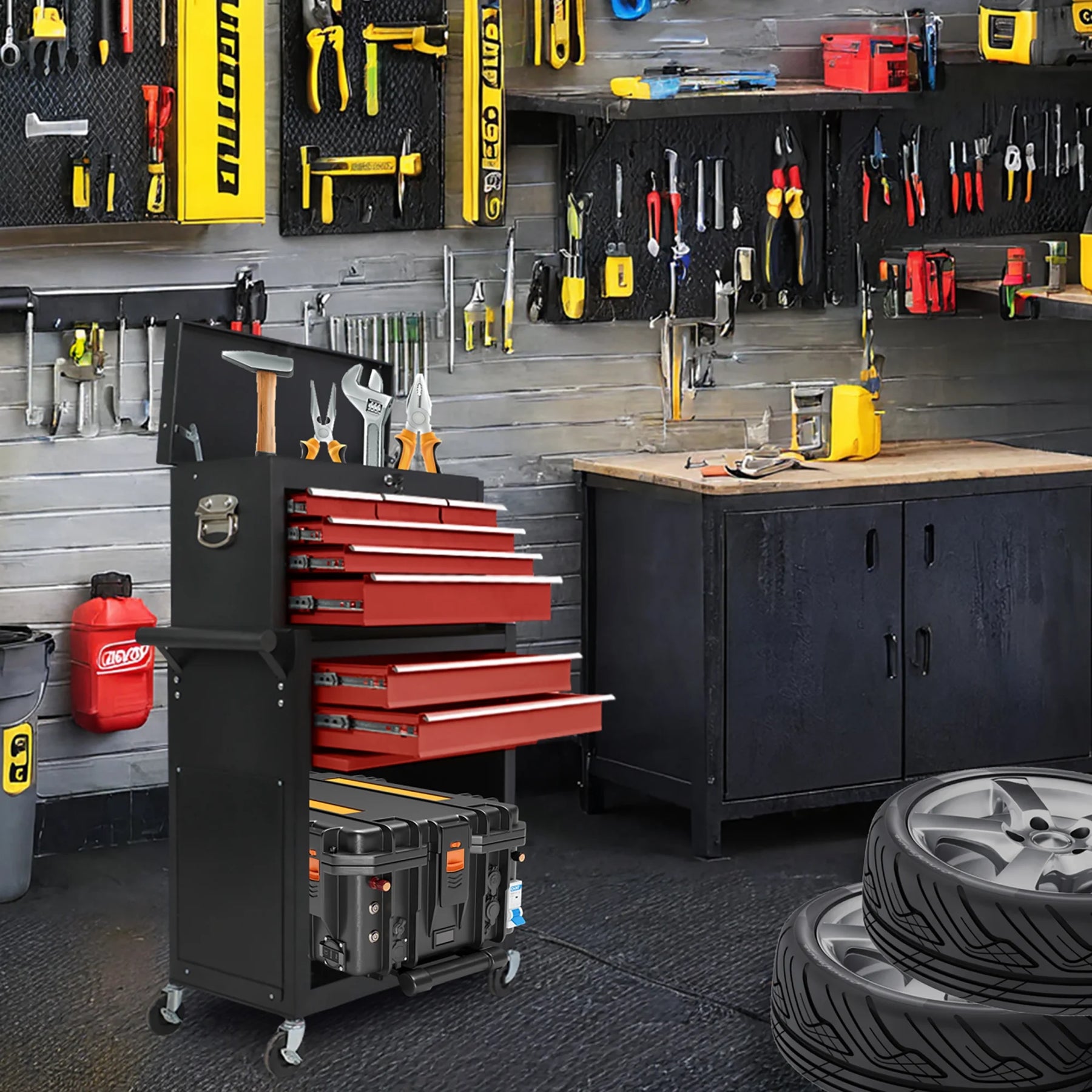 8 Drawer Large Capacity Rolling Toolbox, Detachable Cabinet Storage Tool Chest with Wheels - Product image 9