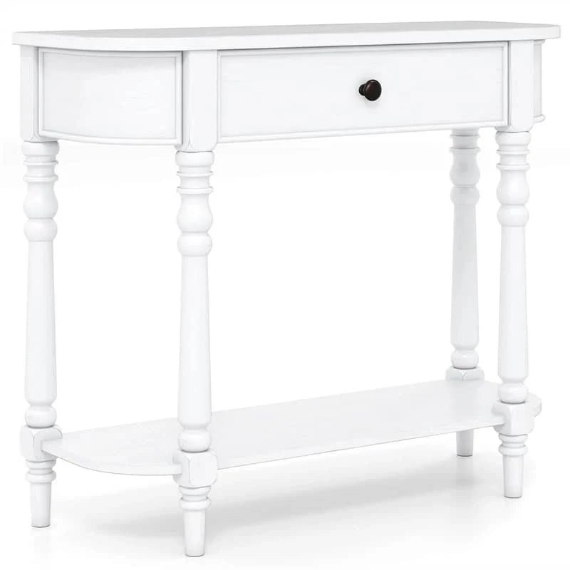 36" 2-Tier Retro Console Table with Storage Drawer & Open Shelf, Solid Wood Narrow Entryway Sofa Table for - Product image 13