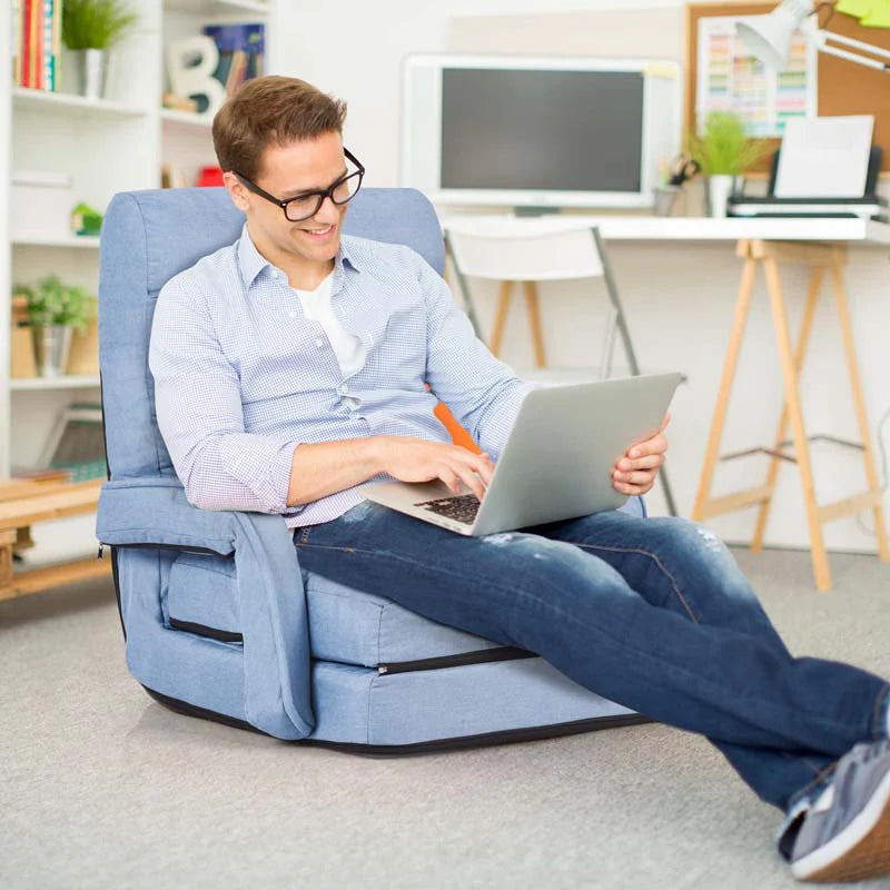 Folding Lazy Sofa Floor Chair with 6-Position Adjustable Backrest, Lumbar Pillow & Armrests - Product image 35