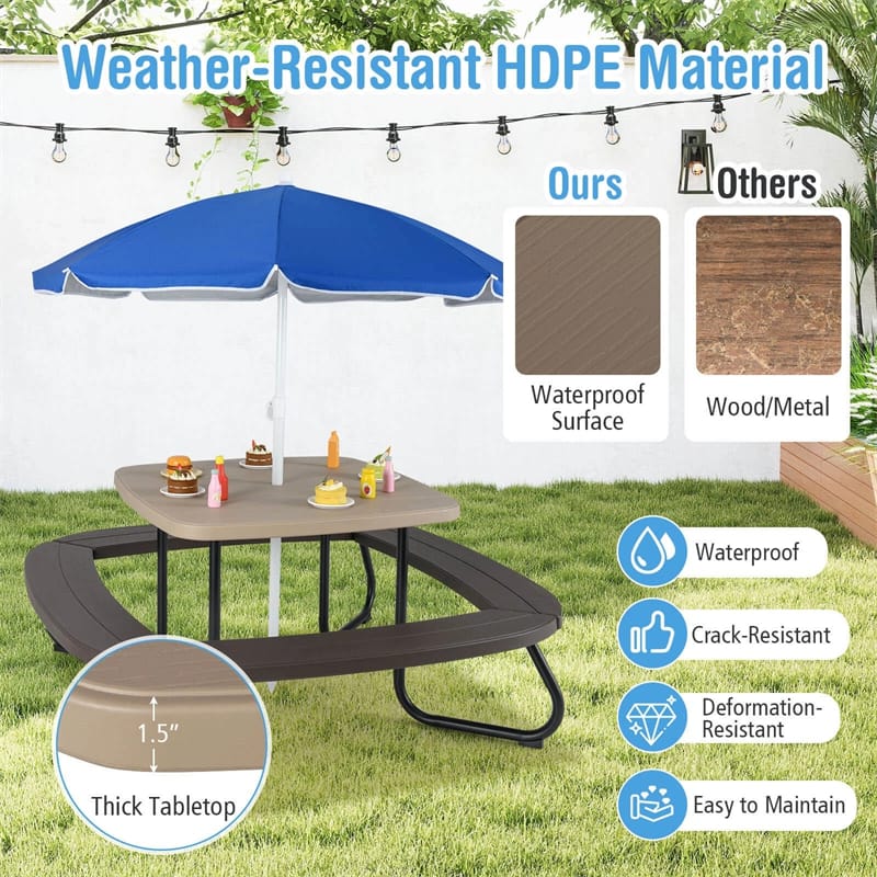 8-Person Kids Picnic Table Bench Set with Removable & Foldable Umbrella - Product image 8