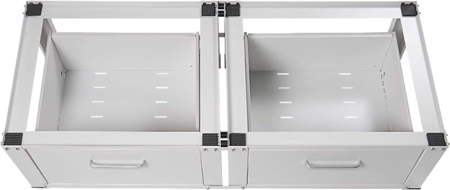 Vonia raised washing machine - Washing machine stand with integrated drawer - Double - White