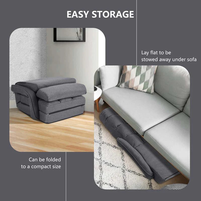 Folding Lazy Sofa Floor Chair with 6-Position Adjustable Backrest, Lumbar Pillow & Armrests - Product image 16