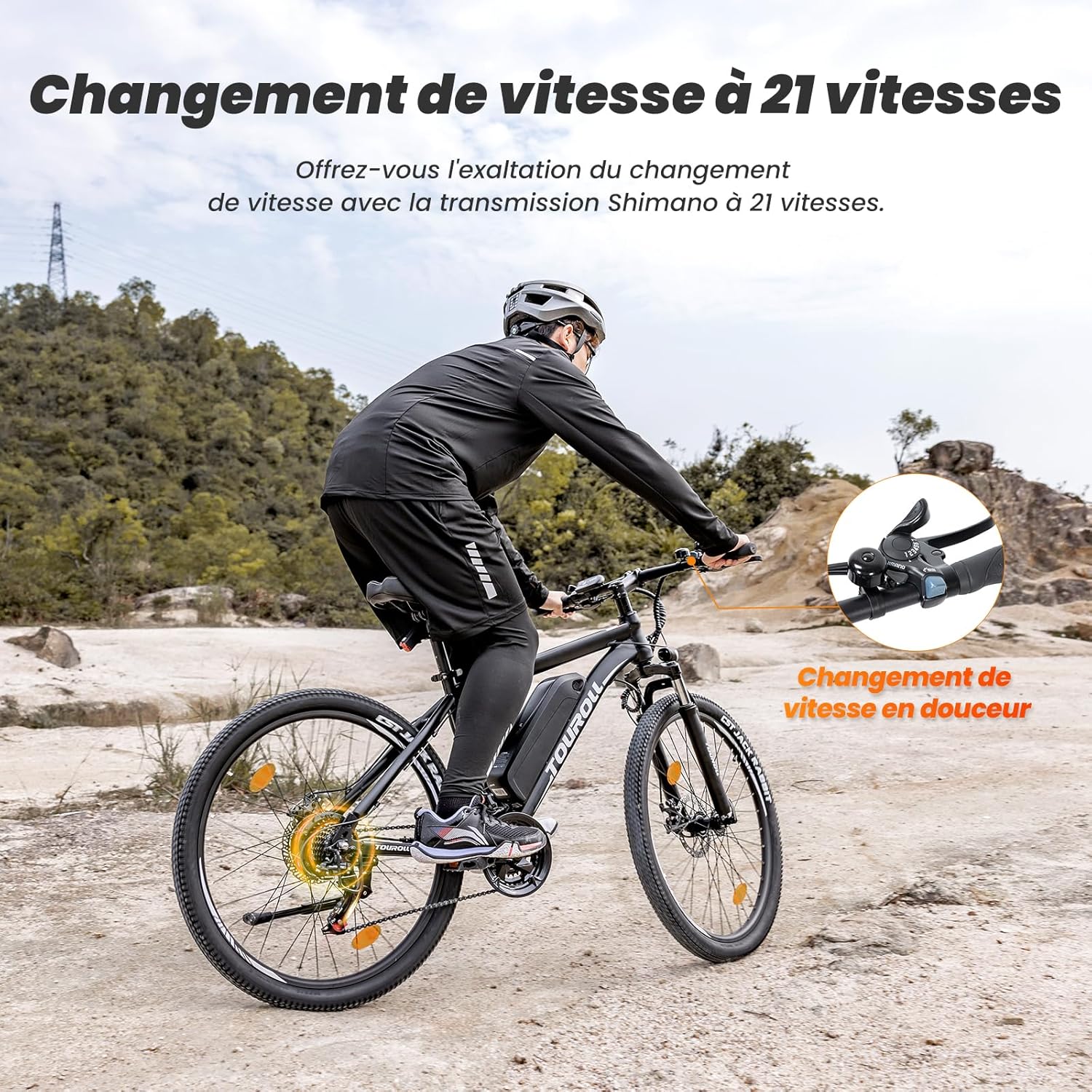 Touroll U1 Electric Bike, 26"/29" Electric Mountain Bike for Adults, 250 W Electric Mountain Bike, 13AH Removable Battery, Range 65 km, 21 Speed ​​E-Bike