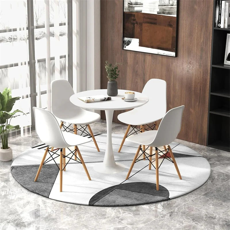 Modern 5-Piece Round Dining Table Set for 4, 32" Kitchen Table with 4 Chairs & Solid Wood Legs - Product image 9