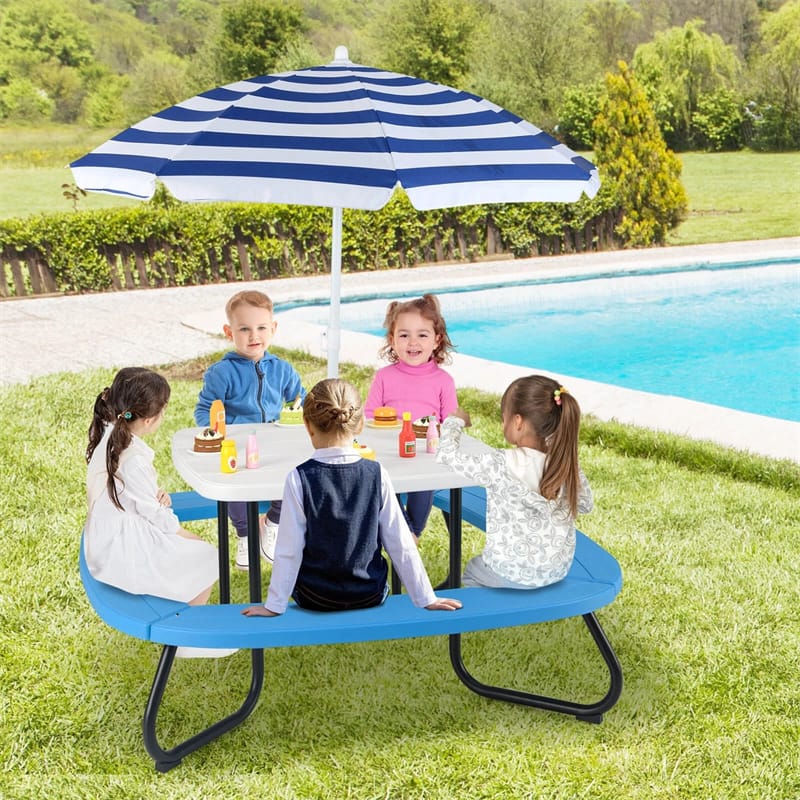 8-Person Kids Picnic Table Bench Set with Removable & Foldable Umbrella - Product image 14