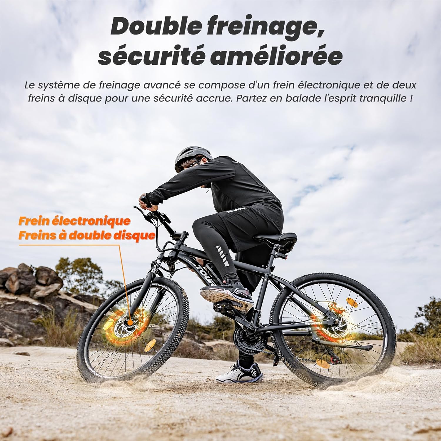 Touroll U1 Electric Bike, 26"/29" Electric Mountain Bike for Adults, 250 W Electric Mountain Bike, 13AH Removable Battery, Range 65 km, 21 Speed ​​E-Bike