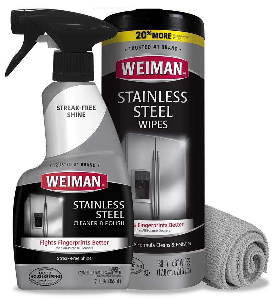 Weiman Stainless Steel Cleaner Kit - Fingerprint Resistant, Removes Residue - Product image 1