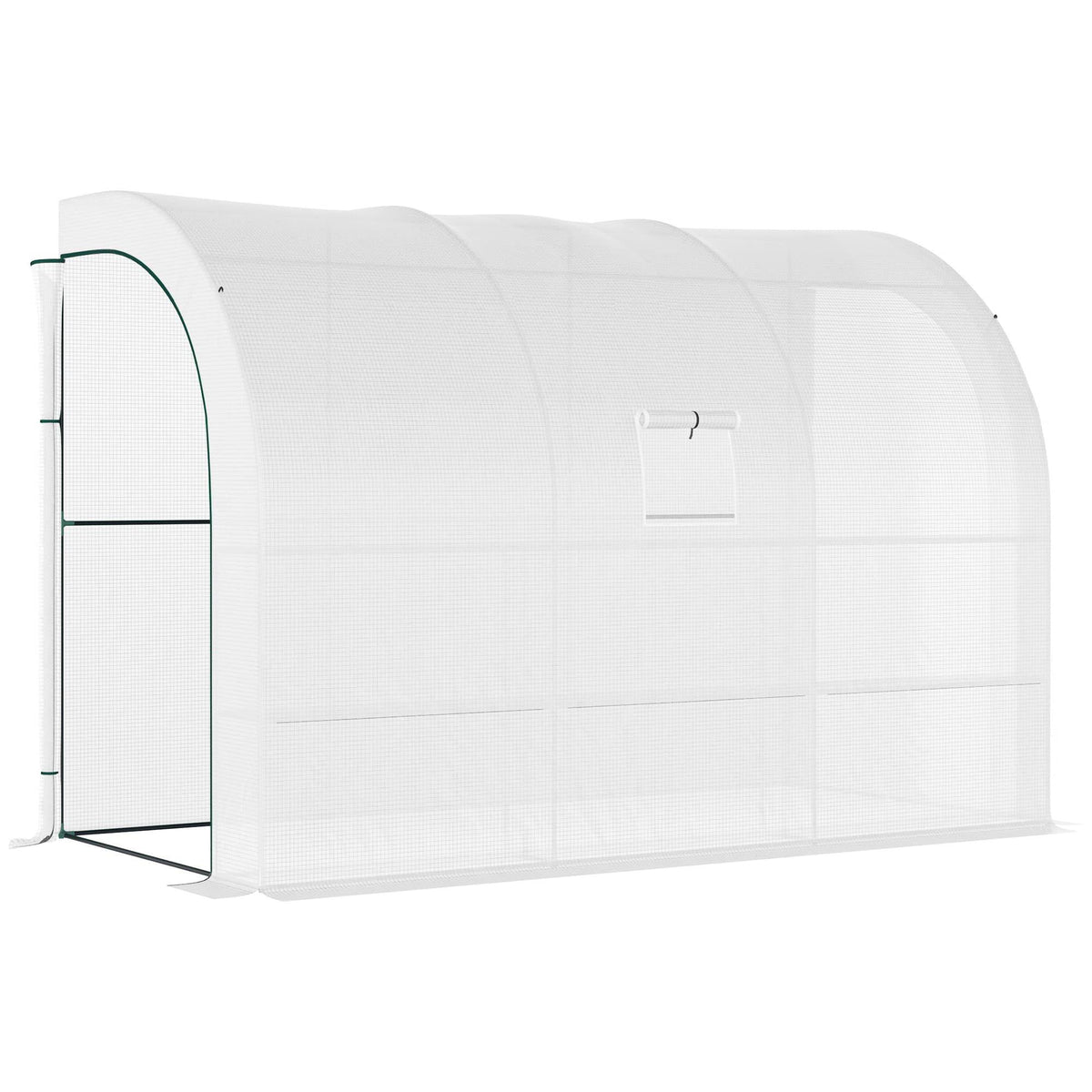 Outsunny 10' x 5' x 7' Lean to Greenhouse, Walk-In Green House, Plant Nursery with 2 Roll-Up Doors and - Product image 1