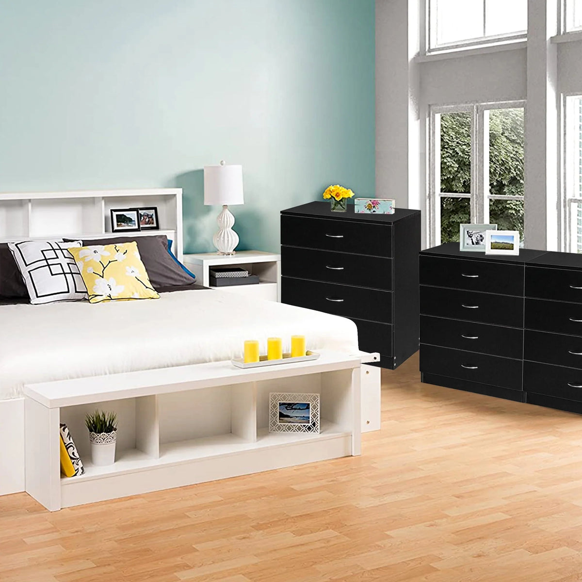 Segmart Black Chest of 4 Drawers, Wood Bedroom Furniture Chest Cabinet with Metal Handles for Kids Room - Product image 6