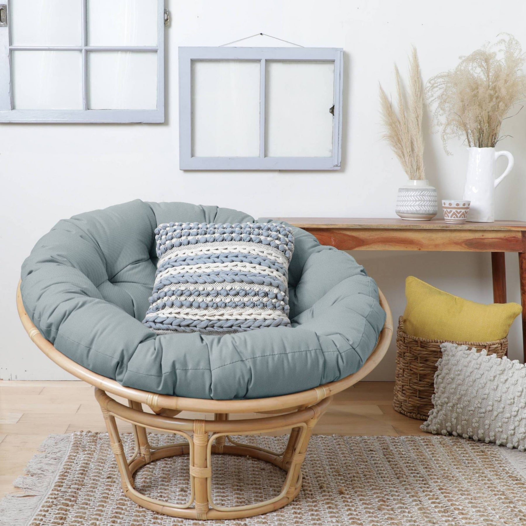 44" x 44" x 4" Papasan Outdoor Chair Cushion Silver - Sorra Home - Product image 1