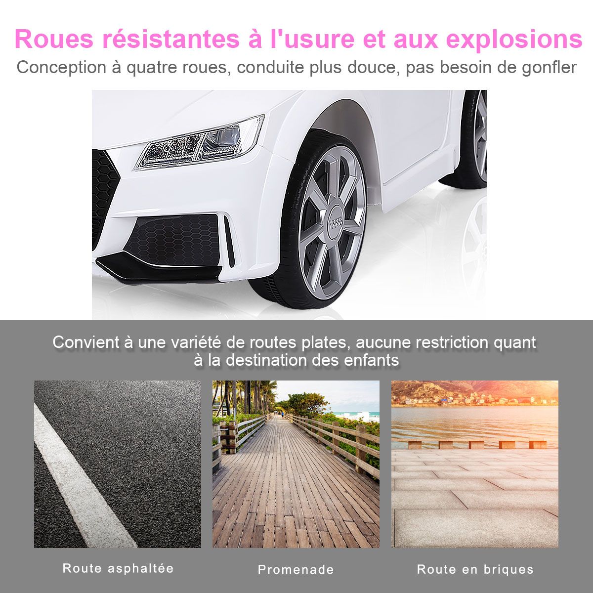TTRS Electric Car for Children 12V Max. 5 Km/h Double Door with 2.4G Remote Control White/Red -