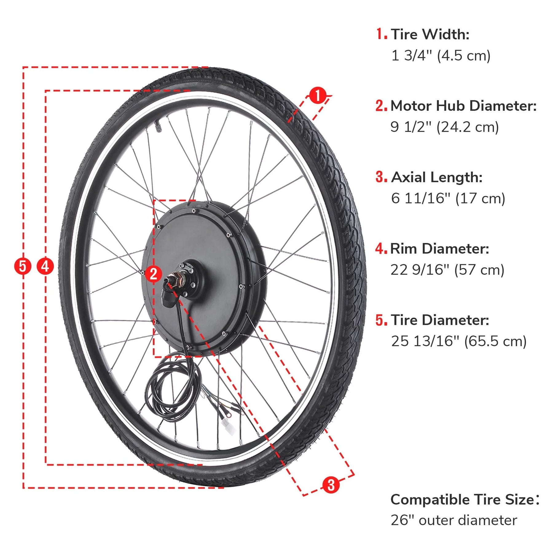 Yescom Electric Bike Conversion Kit 48V 1000W 26" Front Wheel E - Bike Conversion Kit Dual Mode Controller - Product image 5