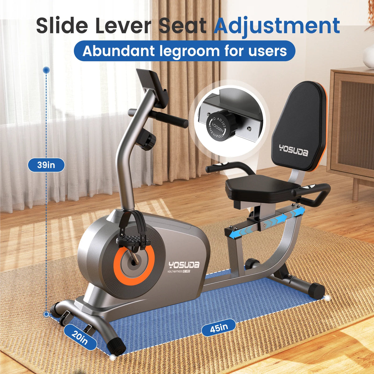 Yosuda Recumbent Exercise Bike for Senior for Home with 350 lb Capacity - Product image 2