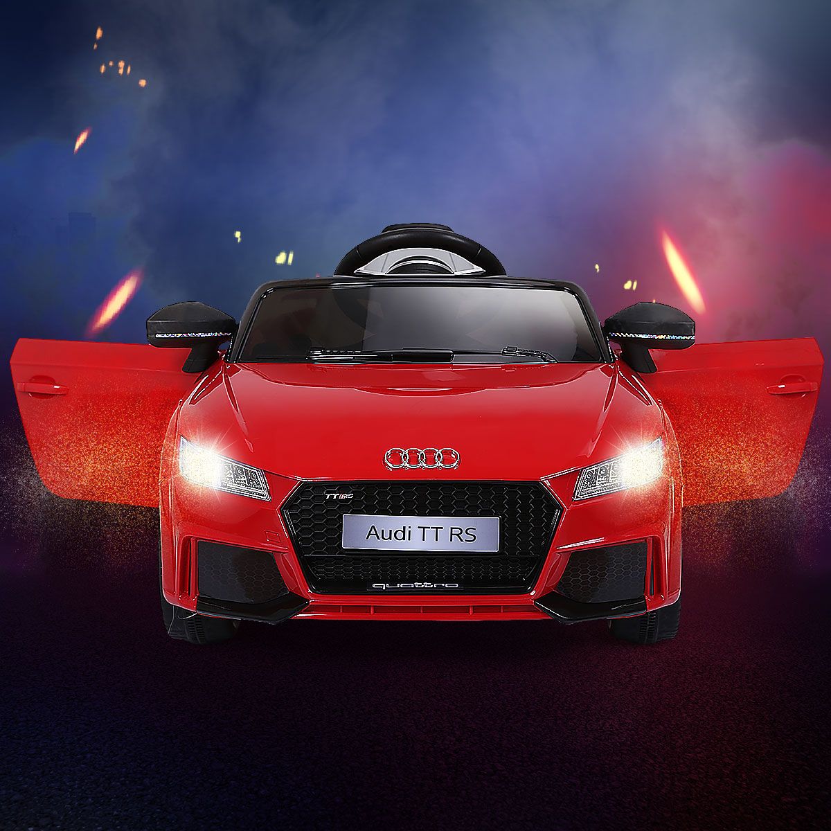 TTRS Electric Car for Children 12V Max. 5 Km/h Double Door with 2.4G Remote Control White/Red -