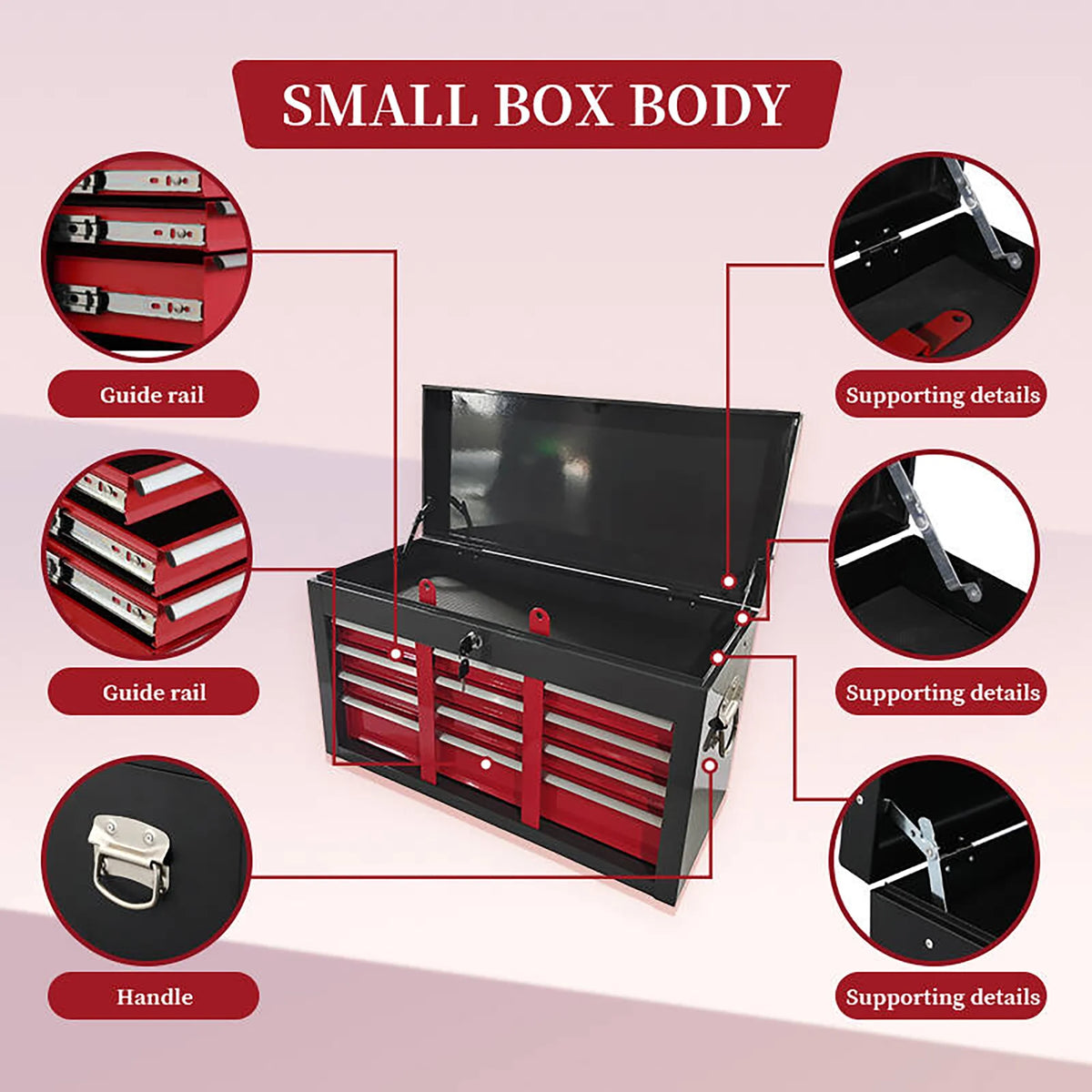 8 Drawer Large Capacity Rolling Toolbox, Detachable Cabinet Storage Tool Chest with Wheels - Product image 12