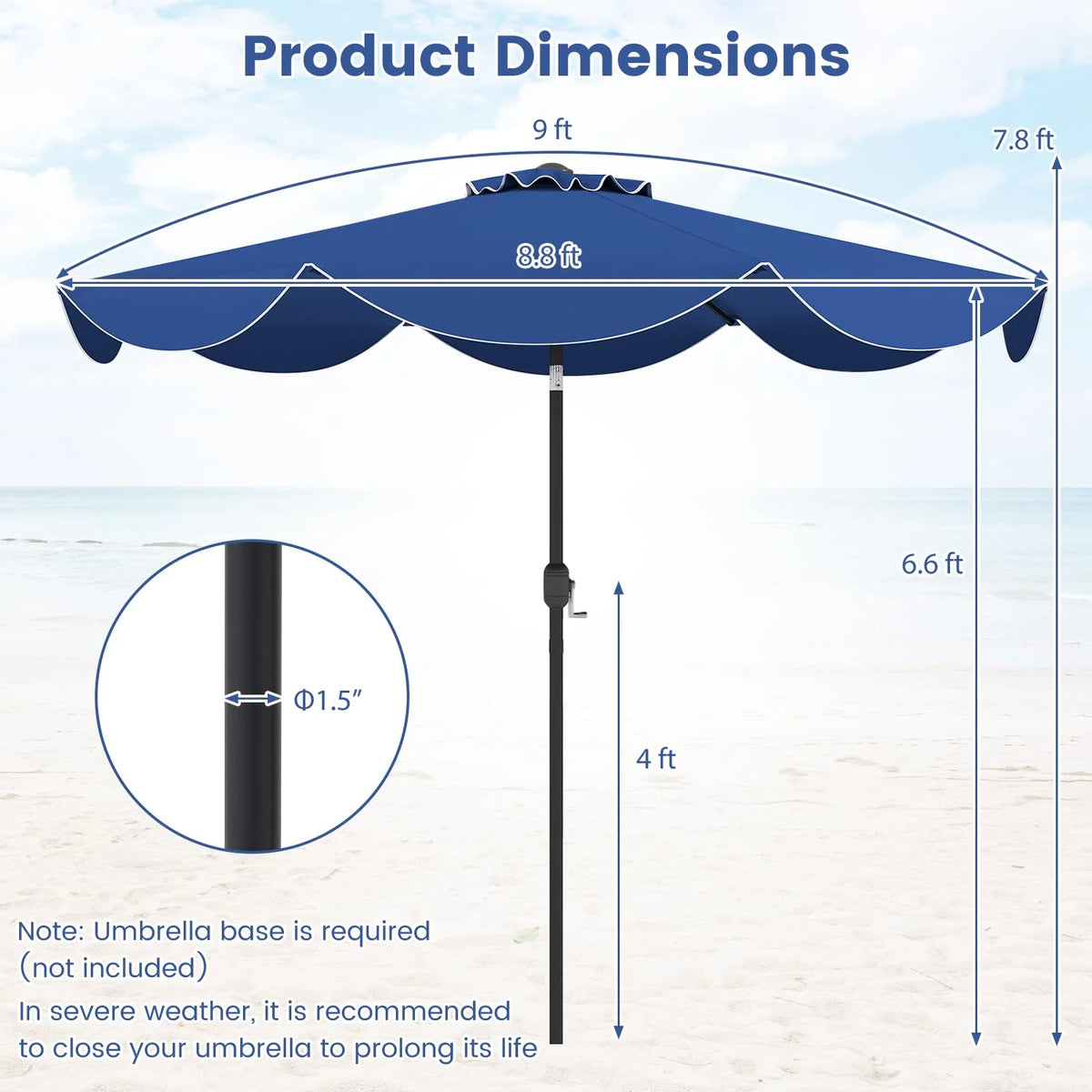 Tangkula 9 FT Patio Umbrella w/Crank Handle - Product image 3