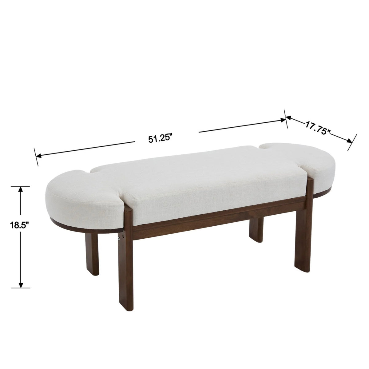 Dayalane 51" Modern Upholstered Bedroom Bench, Linen End of Bed Bench with Wooden Legs for Living Room - Product image 8