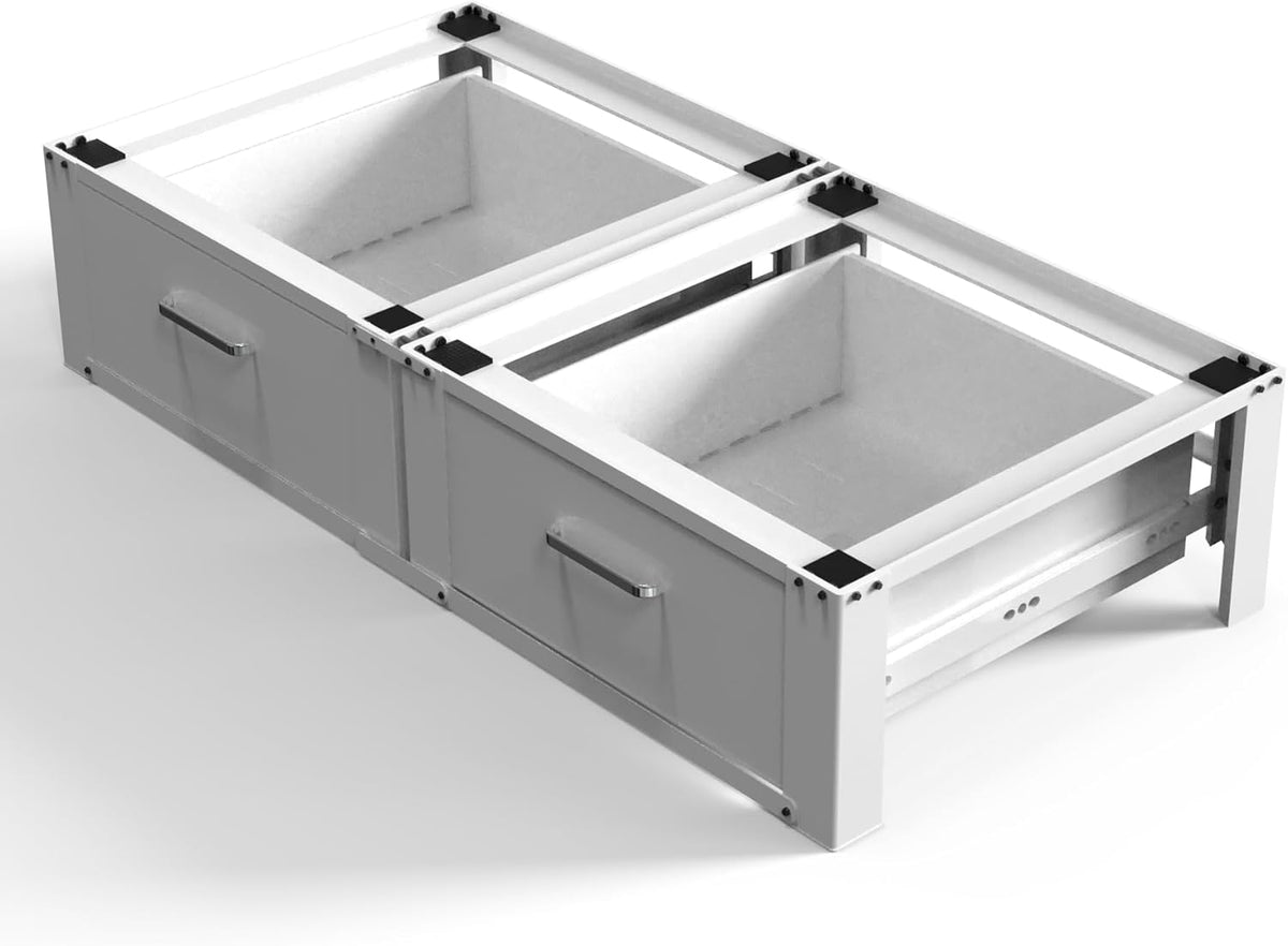 Vonia raised washing machine - Washing machine stand with integrated drawer - Double - White
