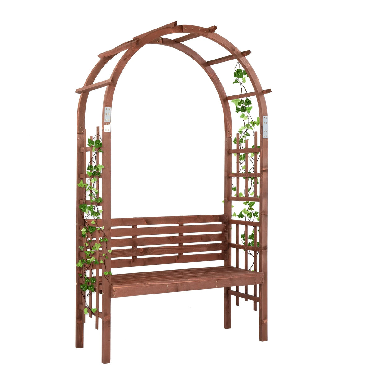 6.8FT Wooden Arch with Bench for 2 People, Garden Arbor Trellis for Climbing Plant - Product image 9