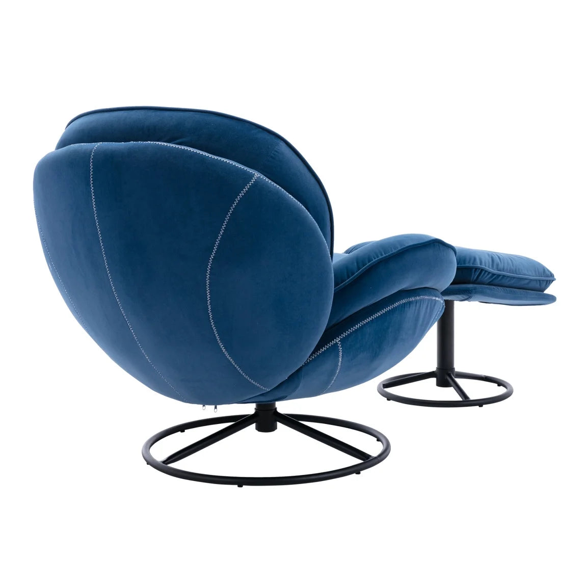 Velvet Swivel Accent Chair with Ottoman, Modern Chaise Lounge Chair with Metal Frame and Footstool - Product image 6