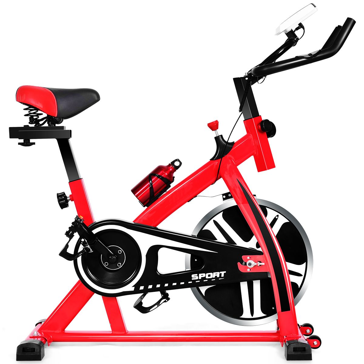 Indoor Exercise Bike with Flywheel 8 KG Silent Kettle Cup Holder LCD Screen Adjustable Saddle and Handlebar -