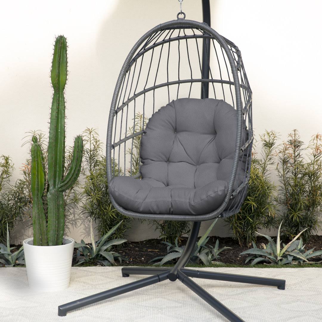 Outdoor Seat/Back Cushion Egg Chair Cushion Fabric: Charcoal - Product image 1