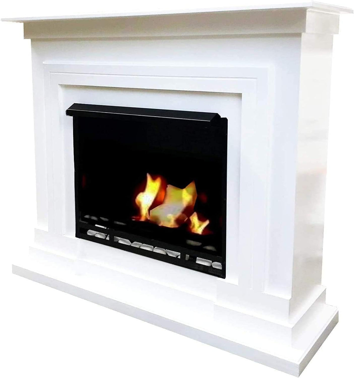 Berlin Deluxe Gel and Ethanol Fireplace with 3 Burners (White)