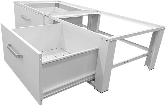 Vonia raised washing machine - Washing machine stand with integrated drawer - Double - White