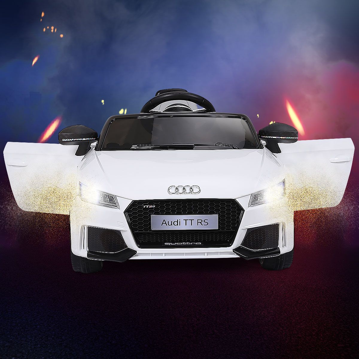 TTRS Electric Car for Children 12V Max. 5 Km/h Double Door with 2.4G Remote Control White/Red -
