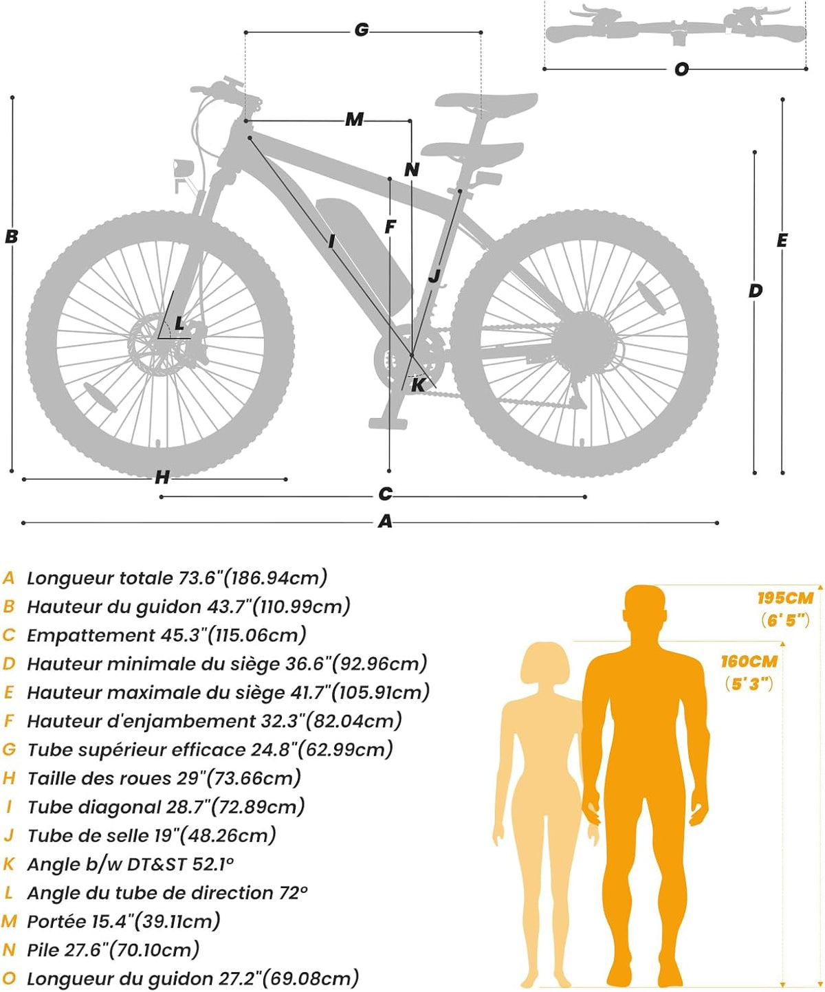 Touroll U1 Electric Bike, 26"/29" Electric Mountain Bike for Adults, 250 W Electric Mountain Bike, 13AH Removable Battery, Range 65 km, 21 Speed ​​E-Bike