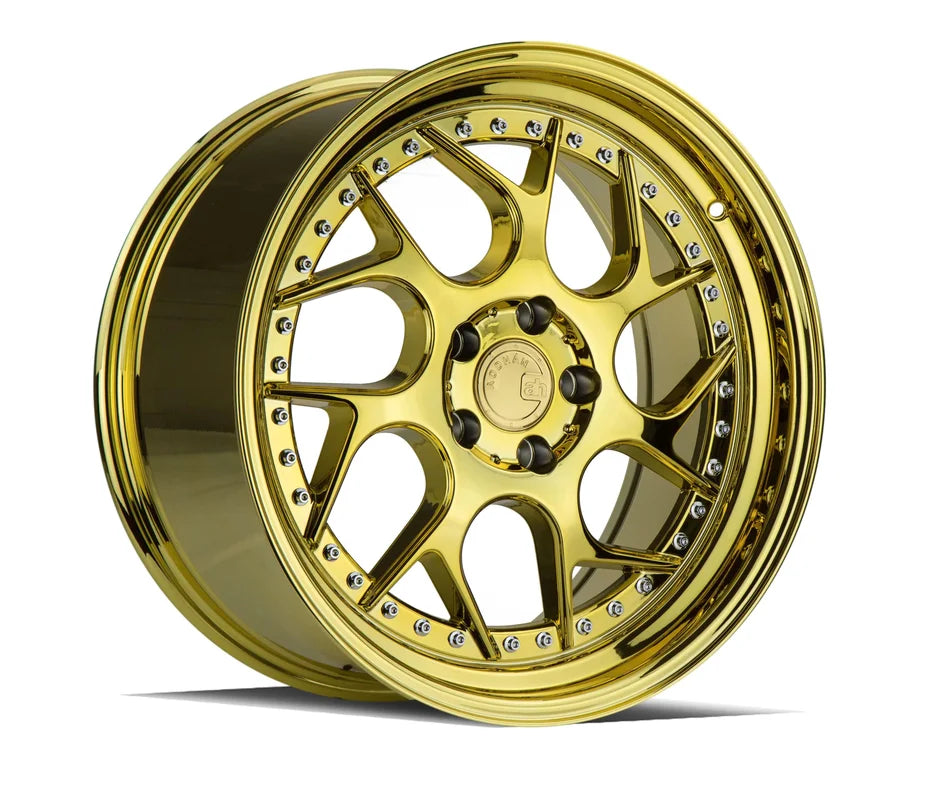 Aodhan DS01 18" 5x120 Gold Vacuum W/ Chrome Rivets