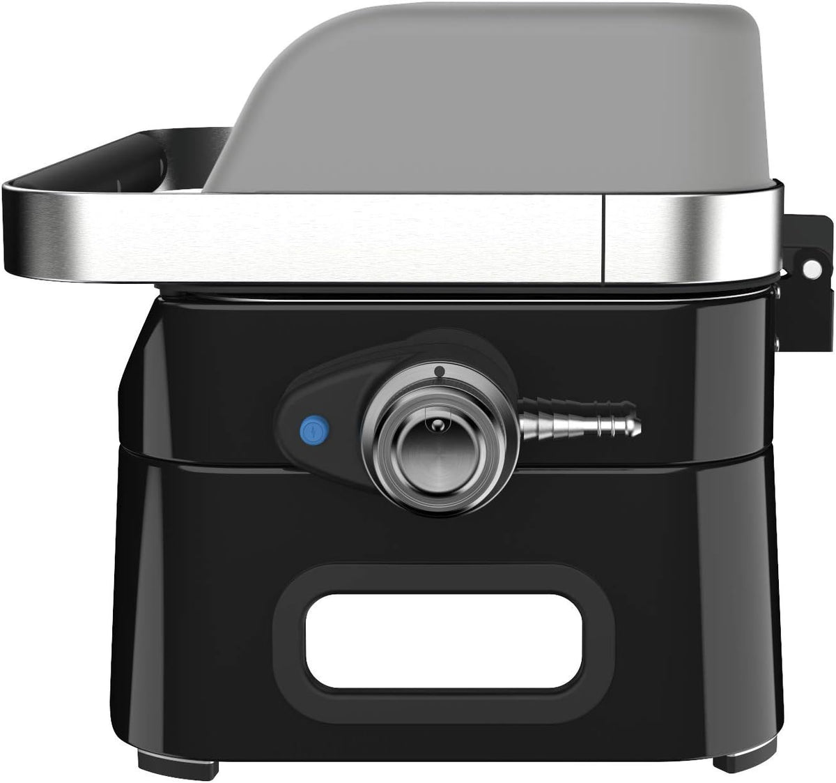 Attitude2go, Low Smoke Tabletop Barbecue, Portable BBQ, with Lid, Thermometer, and Cast Iron Grill, Power Supply: CV 470 Plus Gas Cartridge, Gray