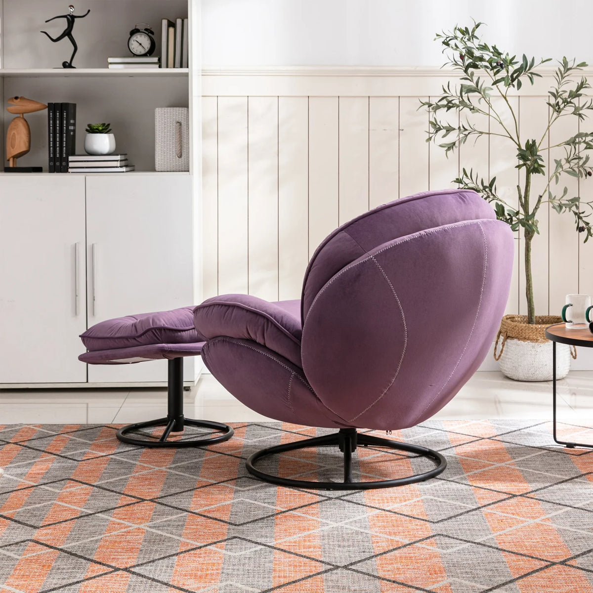 Velvet Swivel Accent Chair with Ottoman, Modern Chaise Lounge Chair with Metal Frame and Footstool - Product image 30
