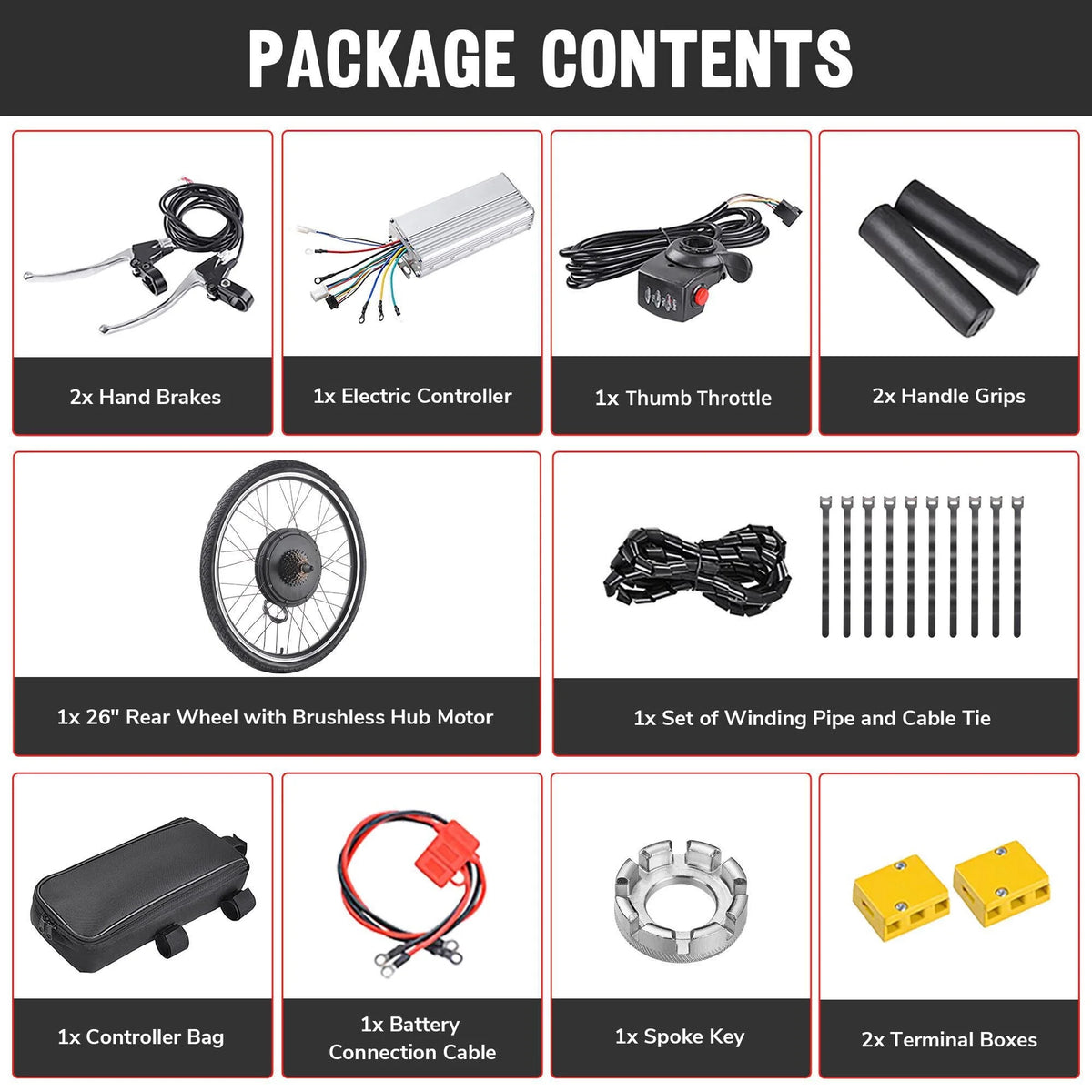 Yescom Electric Bike Conversion Kit 48V 1000W 26" Front Wheel E - Bike Conversion Kit Dual Mode Controller - Product image 16