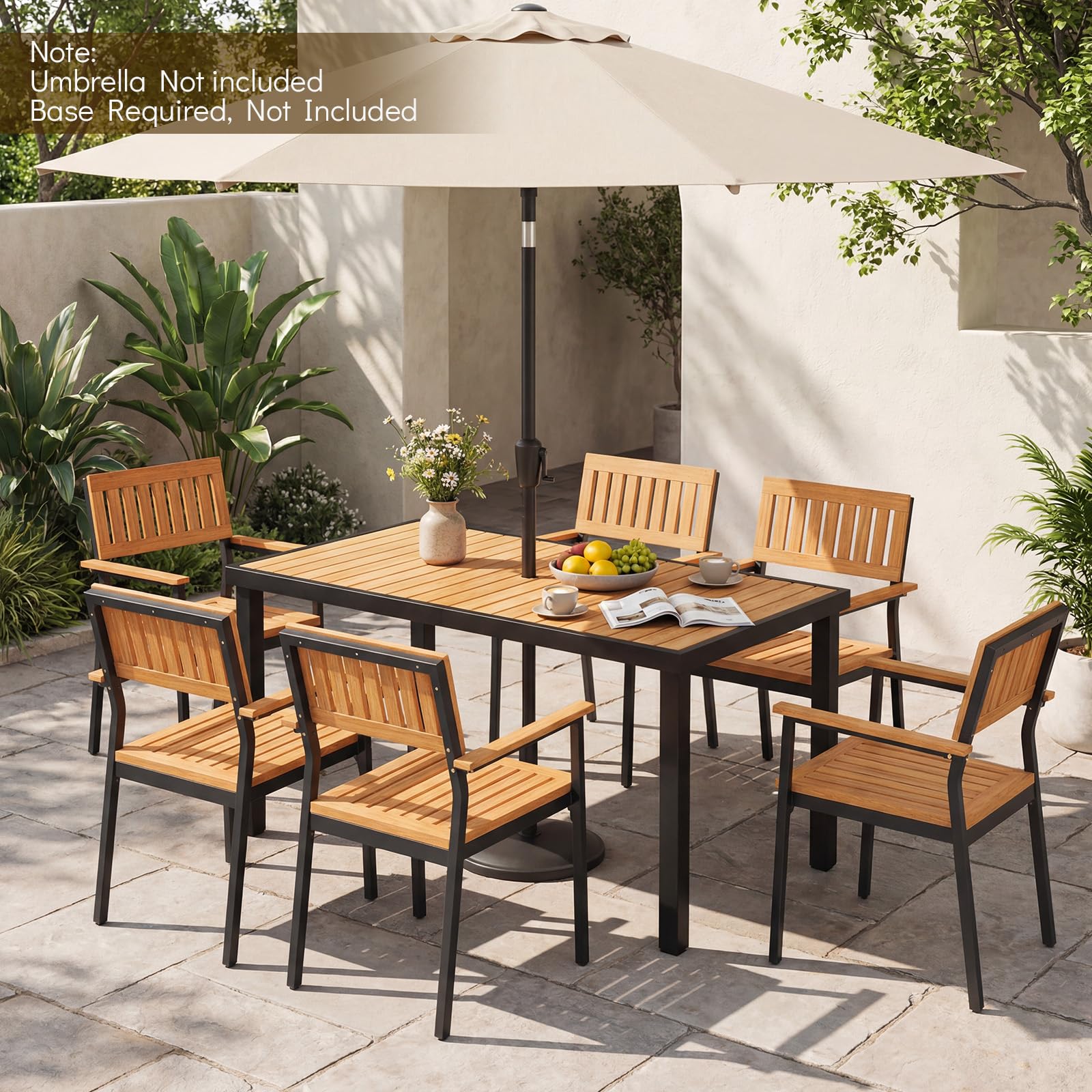 Tangkula 58" Rectangular Patio Dining Table for 6 Acacia Wood Outdoor Table - Product image 2