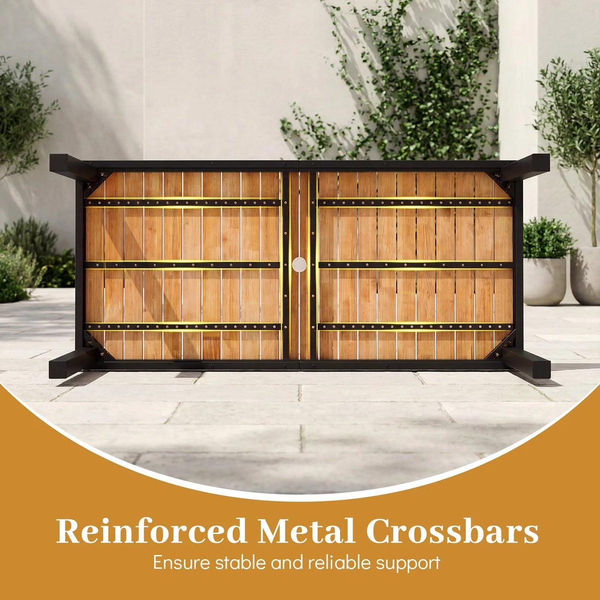 Tangkula 58" Rectangular Patio Dining Table for 6 Acacia Wood Outdoor Table - Product image 8