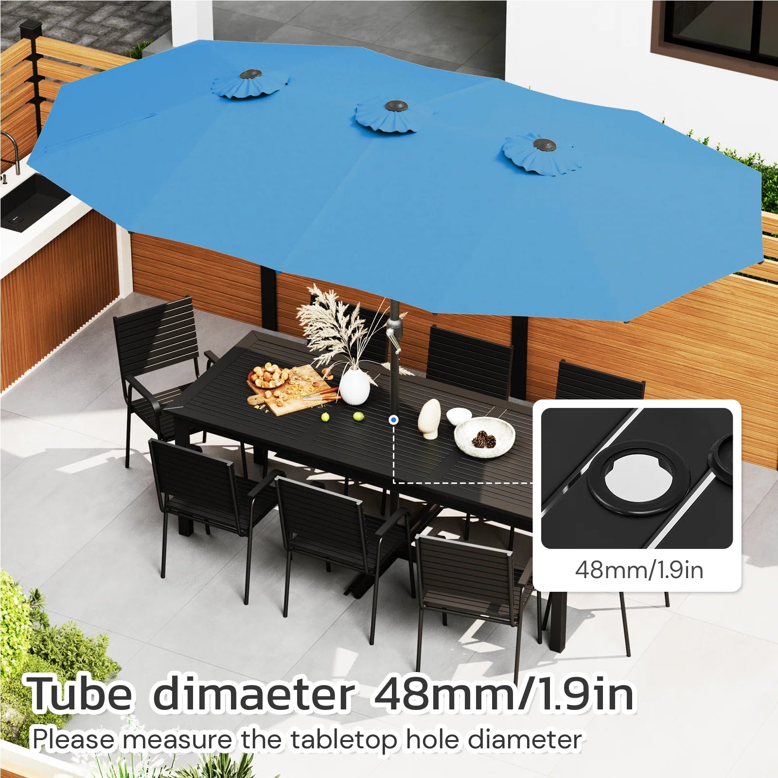 AECOJOY 15x9ft Double-Sided Patio Umbrella, Blue - Product image 7