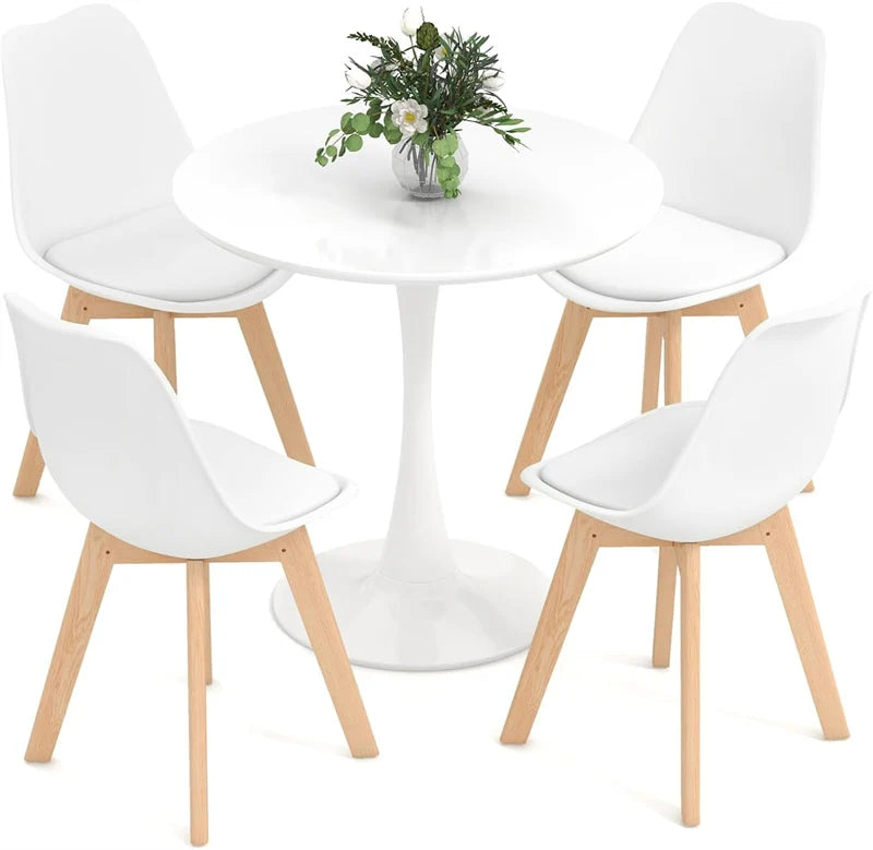 Modern 5-Piece Round Dining Table Set for 4, 32" Kitchen Table with 4 Chairs & Solid Wood Legs - Product image 21