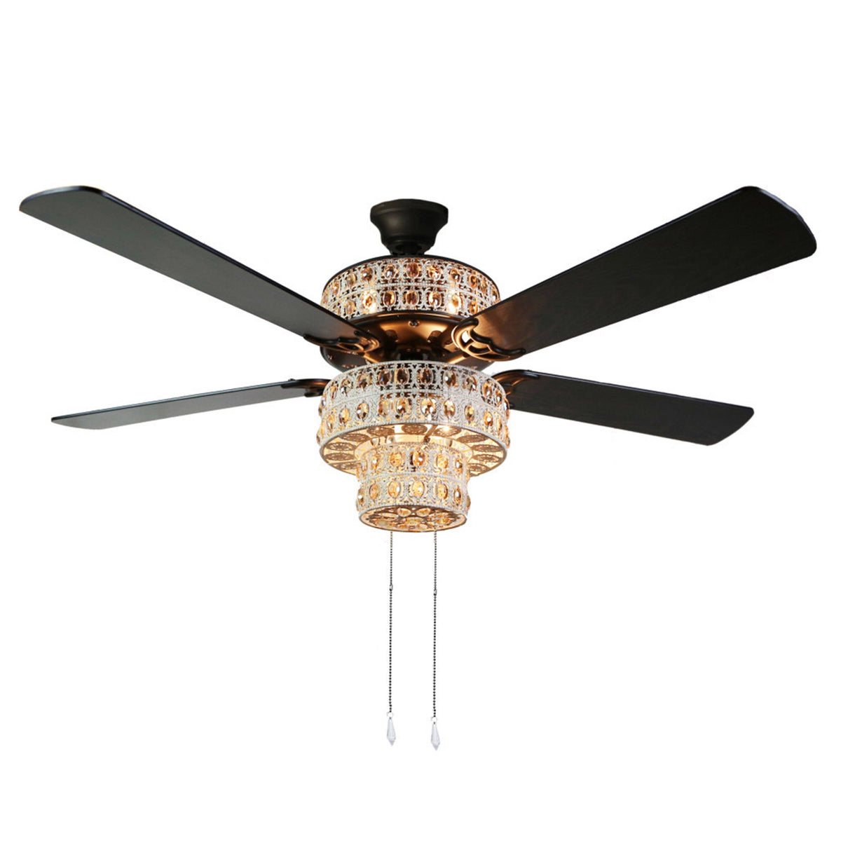 River of Goods Glam 52 inch Width Crystal Double-lit LED Ceiling Fan, Amber - Product image 1