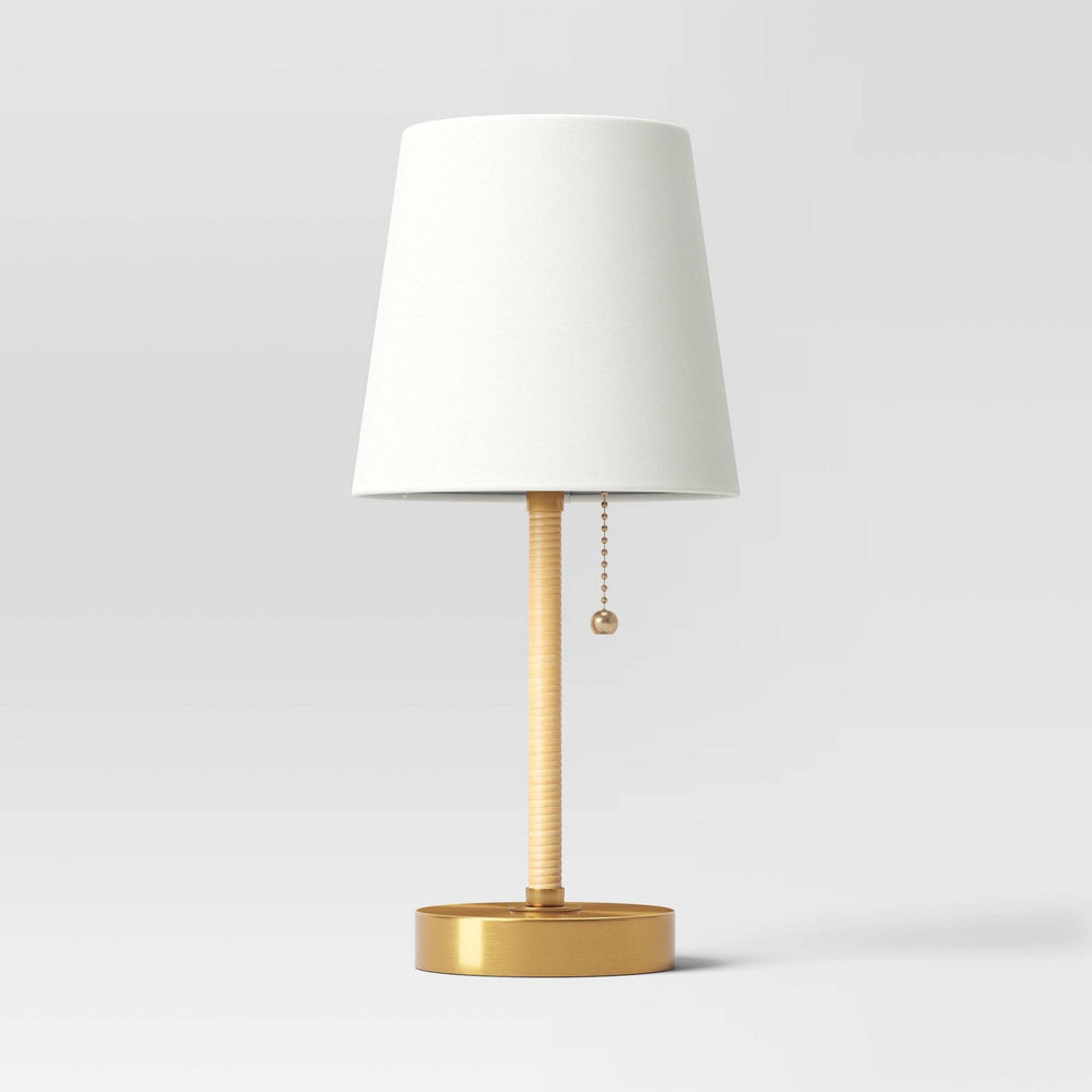 Mini Rattan Wrap Stick Table Lamp Brass (Includes LED Light Bulb) - Threshold