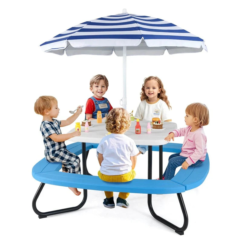 8-Person Kids Picnic Table Bench Set with Removable & Foldable Umbrella - Product image 12
