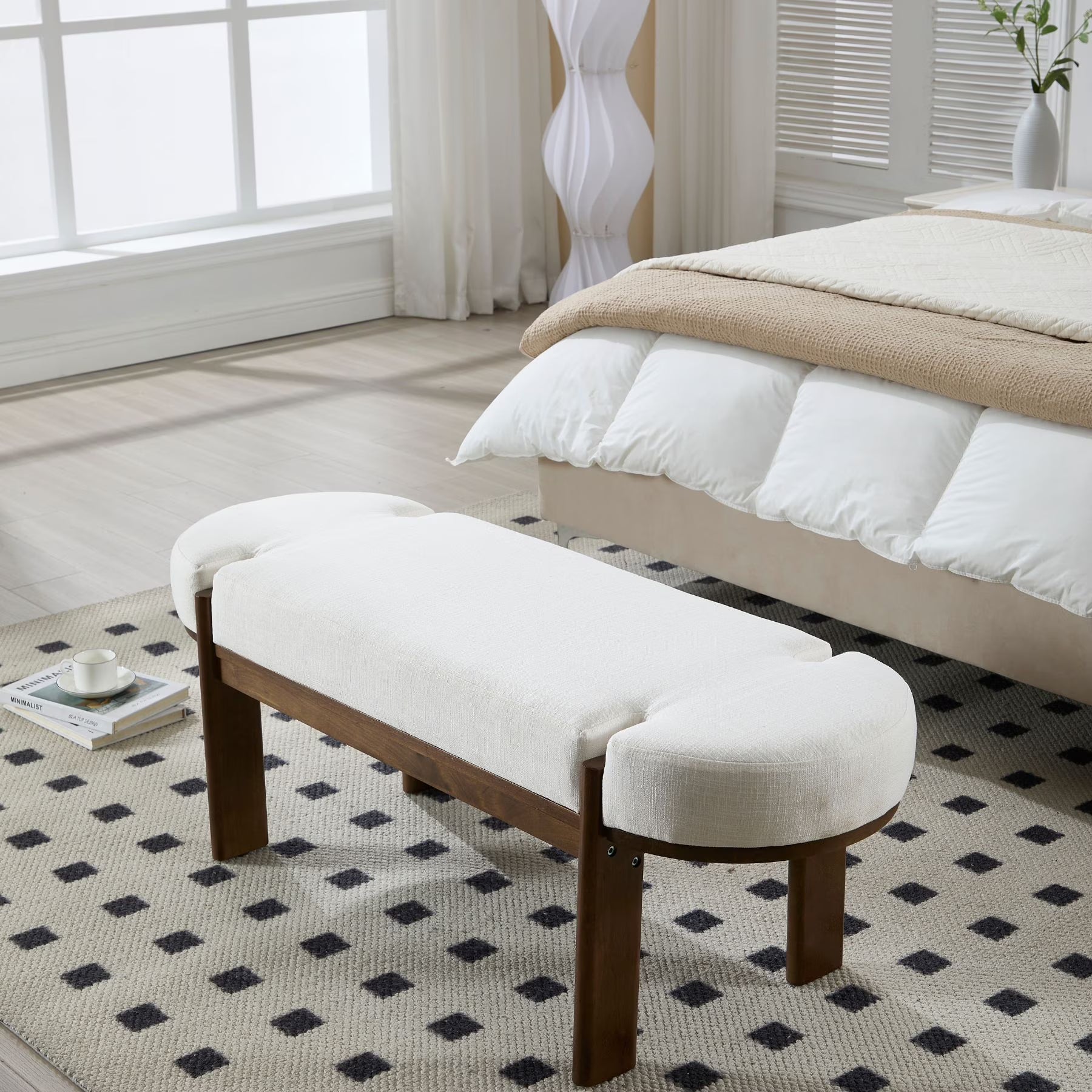 Dayalane 51" Modern Upholstered Bedroom Bench, Linen End of Bed Bench with Wooden Legs for Living Room - Product image 1
