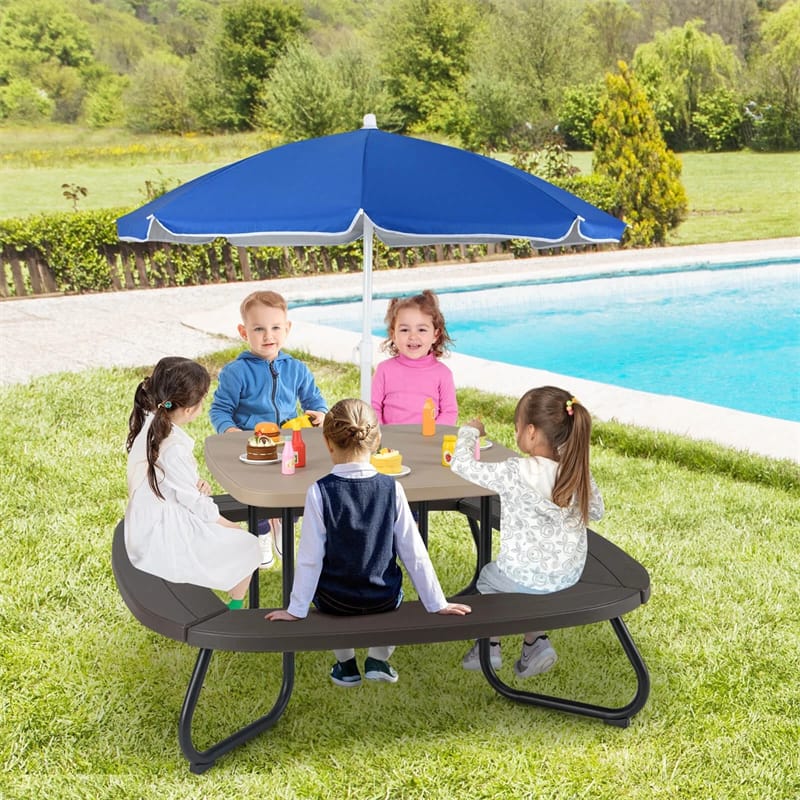 8-Person Kids Picnic Table Bench Set with Removable & Foldable Umbrella - Product image 11