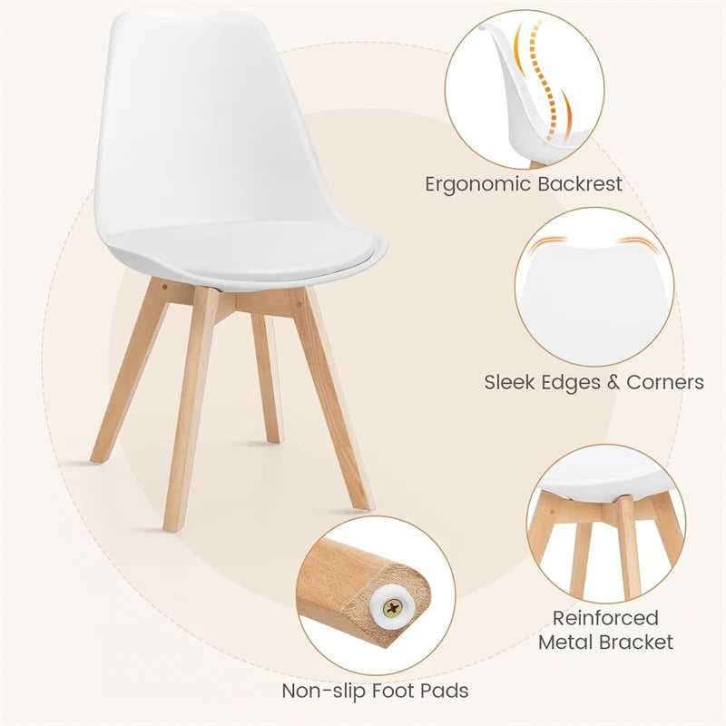 Modern 5-Piece Round Dining Table Set for 4, 32" Kitchen Table with 4 Chairs & Solid Wood Legs - Product image 23